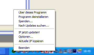 Bildschrimfoto vom Tray-Kontextmen�